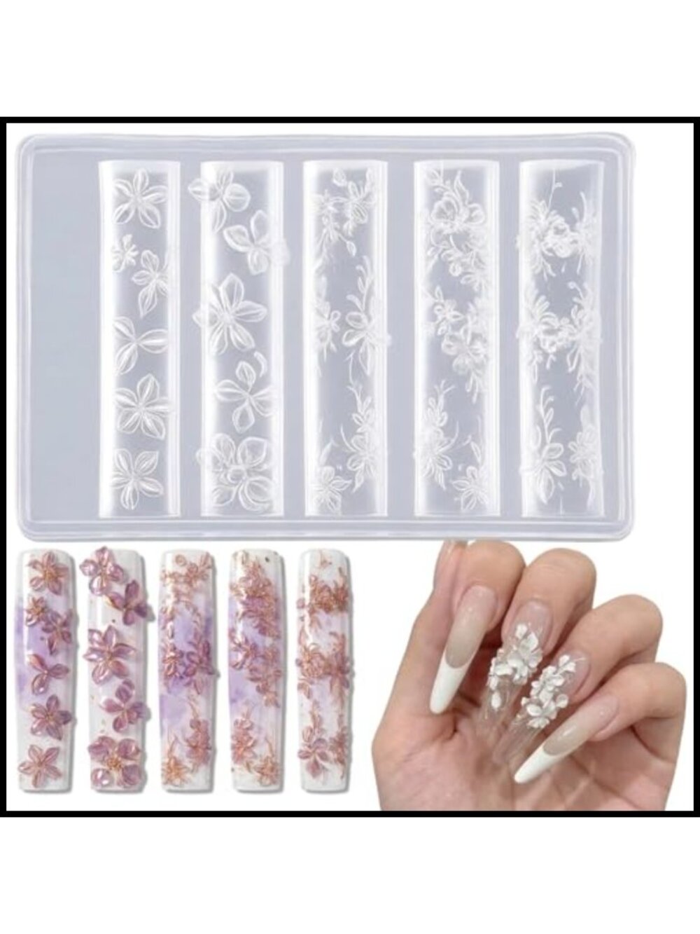 3D Flower Nail Mold Silicone Spring Blossom Resin Template DIY Nail Art